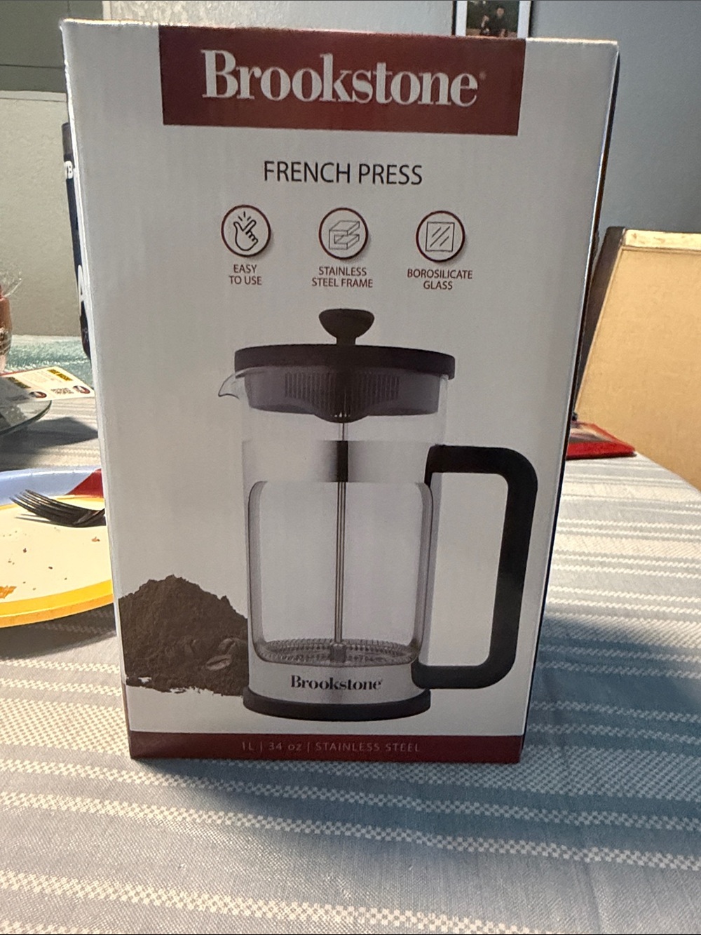 Brookstone Black and Silver French Press Coffee Maker